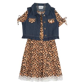 商品Rare Editions | Big Girls French Terry Dress and Denim Vest, 2 Piece Set,商家Macy's,价格¥208图片