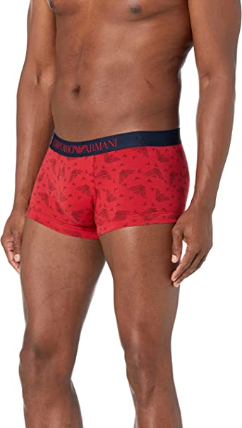 时尚阿玛尼内裤男装, Emporio Armani | EMPORIO ARMANI 男士红色印花棉质四角内裤 111389-1A506-35874商品图片 满$100享9.5折, 满折