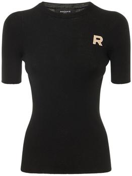 ROCHAS, ROCHAS | Logo Embroidered Rib Knit Wool Top商品图片 额外7.5折, 额外七五折