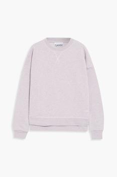 Ganni | Embroidered mélange cotton-blend fleece sweatshirt商品图片,4折