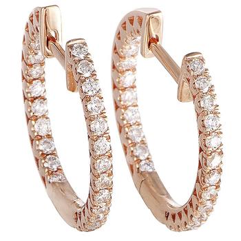 商品14K Rose Gold 0.66 ct Diamond Inside Out Hoop Earrings图片