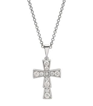 bvlgari项链, BVLGARI | White Gold and Diamond Croce Necklace商品图片 