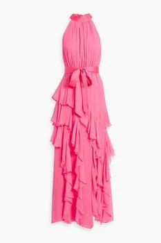 Alice + Olivia | Emelia belted ruffled silk-chiffon maxi dress 3折, 独家减免邮费