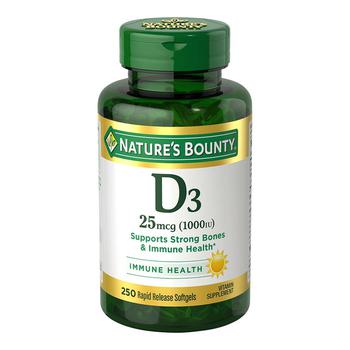 Nature's Bounty | Nature's Bounty Vitamin D3 Softgels, 25 mcg, 1000 IU, 250 Ct商品图片,