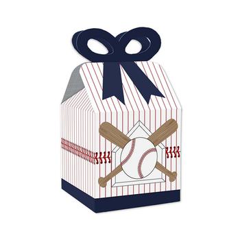 商品Batter Up - Baseball - Square Favor Gift Boxes - Baby Shower or Birthday Party Bow Boxes - Set of 12图片