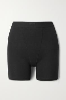 SKIMS | Boyfriend 弹力莫代尔棉质混纺平纹布平角短裤（颜色：onyx）商品图片,
