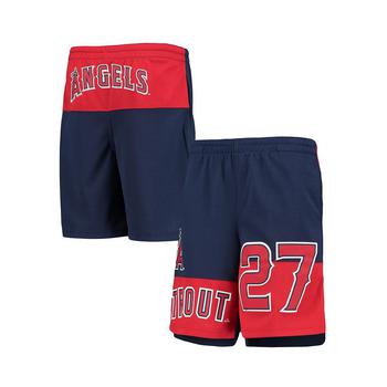 了解迈克达威, Outerstuff | Youth Boys Mike Trout Navy Los Angeles Angels Pandemonium Name & Number Shorts商品图片 