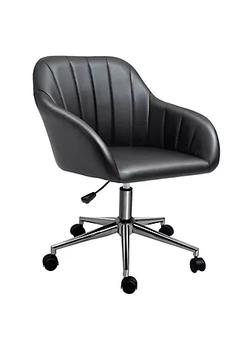 商品Vinsetto | Mid Back Home Office Chair Computer Desk Chair with PU Leather Adjustable Height Swivel Wheels for Study Bedroom Black,商家Belk,价格¥941图片