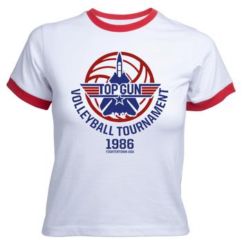 商品Top Gun | Top Gun Volleyball Tournament Women's Cropped Ringer T-Shirt - White Red,商家Zavvi US,价格¥145图片