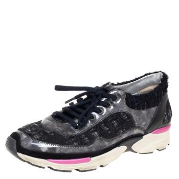 美国香奈儿鞋, [二手商品] Chanel | Chanel Black/Pink Tweed And PVC  CC Low Top  Sneakers Size 39商品图片 7.6折, 满1件减$100, 满减