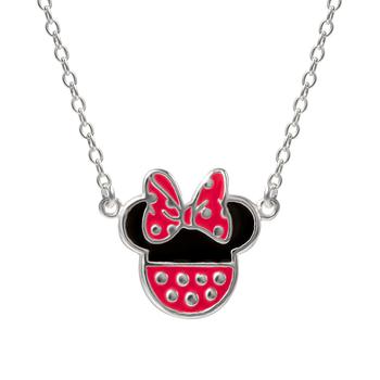 Disney | Minnie Mouse Enamel Pendant Necklace in Sterling Silver, 16" + 2" extender商品图片,2.5折