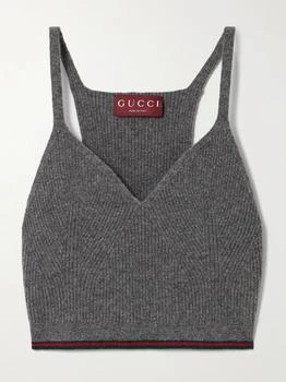 Gucci | 条纹罗纹羊毛混纺吊带背心,商家NET-A-PORTER,价格¥5666