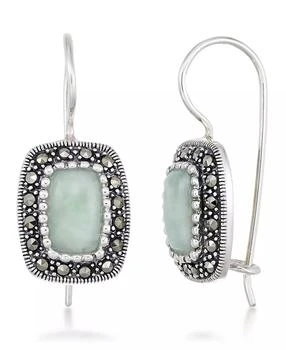 Macy's | Jade (9 x 6mm) & Marcasite Rectangle Earrings in Sterling Silver,商家Macy's,价格¥386