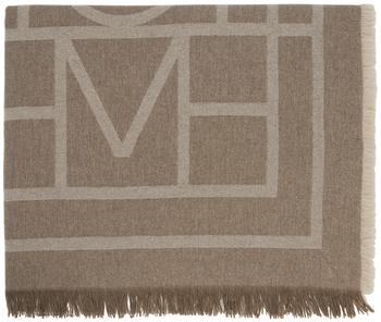 Totême | Brown Wool & Cashmere Monogram Scarf商品图片,独家减免邮费