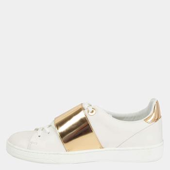 lv低帮鞋, [二手商品] Louis Vuitton | Louis Vuitton White/Gold Front Row Low-Top Sneakers EU 36商品图片 