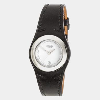 [二手商品] Hermes | Hermes Stainless Steel Black Leather Harnais Watch商品图片,