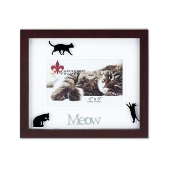 商品Lawrence Frames | Walnut Wood Meow Picture Frame - Matted Shadow Box Cat Frame - 4" x 6",商家Macy's,价格¥208图片