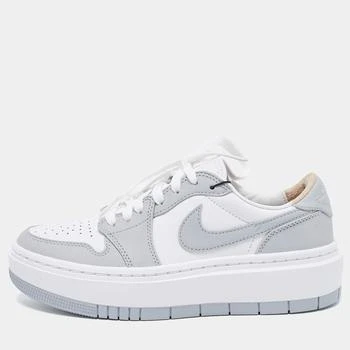Jordan | Air Jordans Grey/White Leather Elevate Air Jordan 1 Low Top Sneakers Size 38 