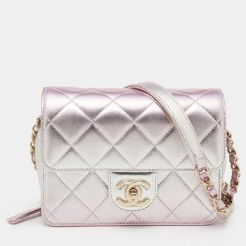 [二手商品] Chanel | Chanel Metallic Gold/Pink Gradient Quilted Leather Mini Flap Bag商品图片,7.2折, 满1件减$100, 满减