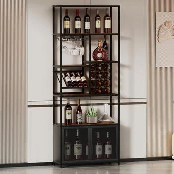 Streamdale Furniture | Streamdale Industrial 82.7" Freestanding Floor Wine Cabinet with Glass Rack,商家Premium Outlets,价格¥1879