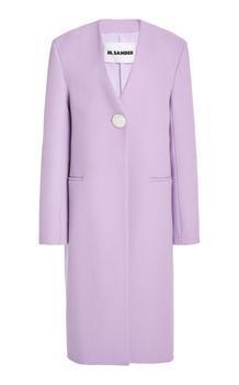 推荐Jil Sander - Single-Breasted Cashmere-Blend Collarless Coat - Purple - EU 40 - Moda Operandi商品