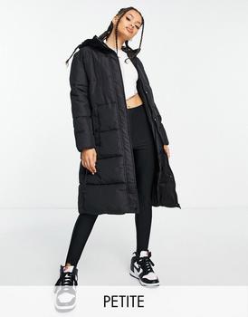 推荐New Look Petite belted midi puffer coat in black商品