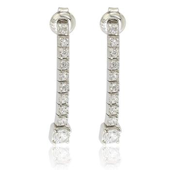 推荐Suzy Levian Sterling Silver Cubic Zirconia White Graduating Line Dangle Earrings商品