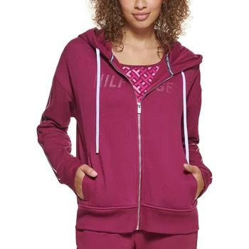 推荐Tommy Hilfiger Sport Womens Sweatshirt Logo Zip Hoodie商品