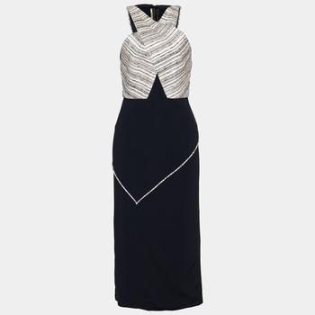 ROLAND MOURET, ROLAND MOURET | Roland Mouret Black Tweed & Crepe Sleeveless Dress M商品图片 