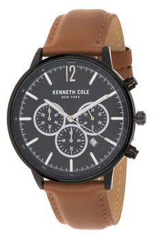 product Men's Quartz Multifunction Leather Strap Watch, 50mm image
