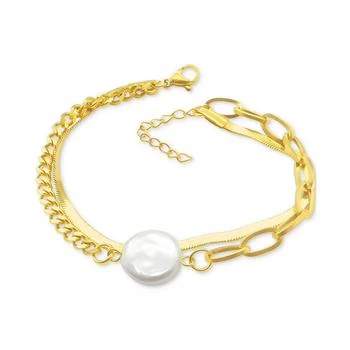 ADORNIA | 14k Gold-Plated Freshwater Pearl (13mm) Mixed Chain Bracelet 独家减免邮费