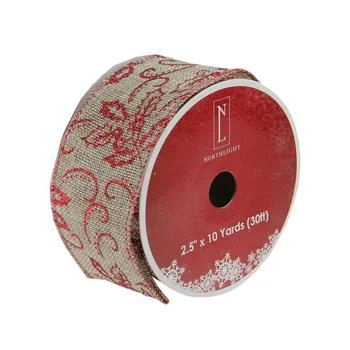 Northlight | Holly Red and Beige Burlap Wired Christmas Craft Ribbon 2.5" x 10 Yards,商家Macy's,价格¥113
