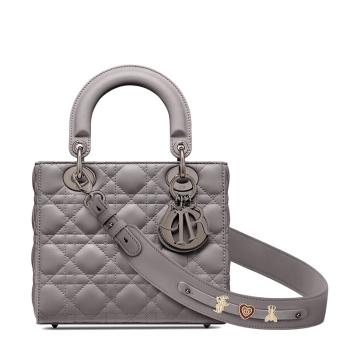 迪奥经典款, Dior | 【预售3-7天】DIOR/迪奥 21秋冬MY ABCDIOR系列 女士钢灰色藤格纹小羊皮单肩手提戴妃包（勋章款）M0538BCAL_M34G商品图片 8折, 包邮包税