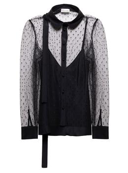 推荐Red Valentino Woman's Black Tulle Point D'Esprit Shirt商品