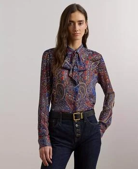 Ralph Lauren | Women's Classic-Fit Print Chiffon Tie-Neck Shirt,商家Macy's,价格¥797