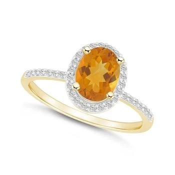 Macy's | Citrine (1-1/5 ct. t.w.) and Lab Grown Sapphire (1/5 ct. t.w.) Halo Ring in 10K Yellow Gold,商家Macy's,价格¥2750