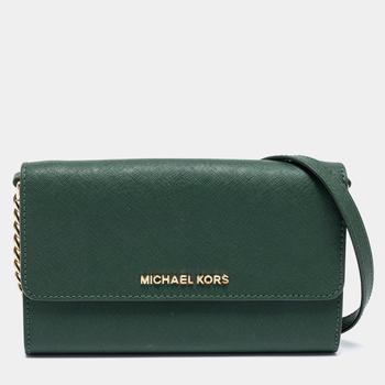 mk风琴包怎么选, [二手商品] Michael Kors | Michael Kors Green Leather Flap Crossbody Bag商品图片 8折