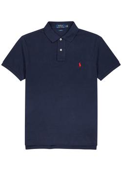 Ralph Lauren | Navy slim piqué cotton polo shirt商品图片,满$1享8.9折, 满折
