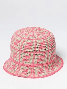 推荐Fendi hat in raffia and cotton with all-over FF monogram商品