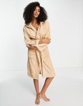 商品Lindex | Lindex super soft fleece robe in beige spot print,商家ASOS,价格¥131图片