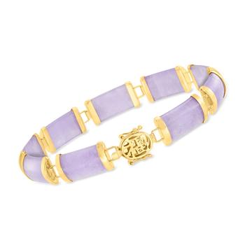 商品Ross-Simons Lavender Jade "Good Fortune" Bracelet in 14kt Yellow Gold图片