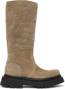 AMI | Beige Suede Riding Boots商品图片,