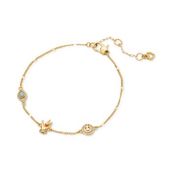 美国kate spade, Kate Spade | Gold-Tone Pavé & Stone Eye Love U Link Bracelet商品图片 6.7折