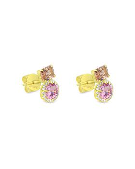 商品14K Yellow Gold Pink Sapphire & Morganite Stud Earrings图片