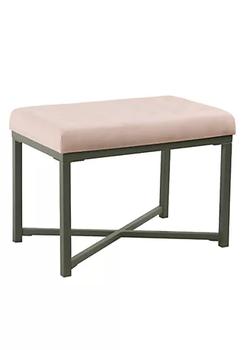 商品Duna Range | Metal Framed Ottoman with Button Tufted Velvet Upholstered Seat, Pink and Gray,商家Belk,价格¥950图片