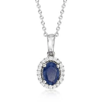 Ross-Simons | Sapphire and . White Topaz Pendant Necklace in Sterling Silver,商家Premium Outlets,价格¥708