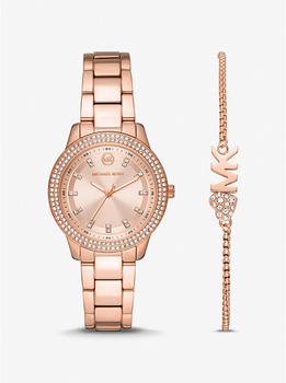推荐Mini Tibby Rose Gold-Tone Pavé Watch and Bracelet Gift Set商品