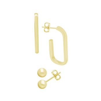 商品Ball Stud and Oblong Hoop Set in Gold Plate,商家Macy's,价格¥365图片