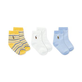 ralph lauren bear直邮, Ralph Lauren | Baby Boys Tossed Bear Crew Socks, 3-Pack商品图片 