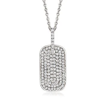 Ross-Simons | Ross-Simons Pave Diamond Dog Tag Pendant Necklace in Sterling Silver,商家Premium Outlets,价格¥4089